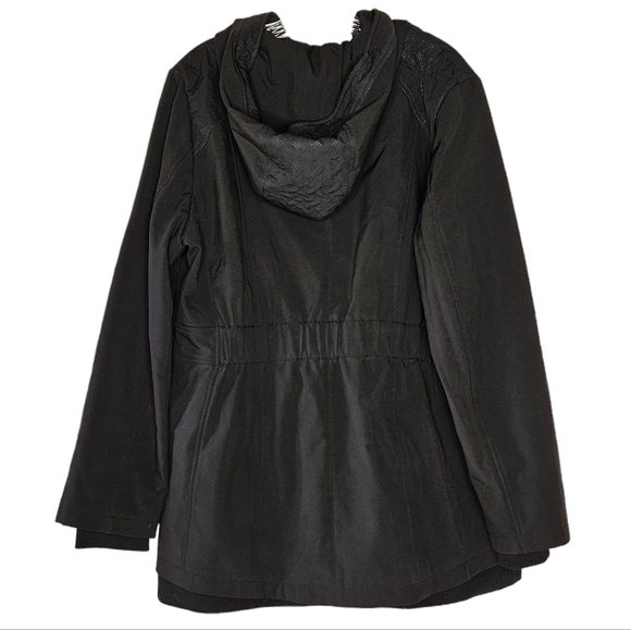 Liz Claiborne Outerwear black jacket w/ hood, fleece lining, fleece sleeve cuff - Picture 3 of 11